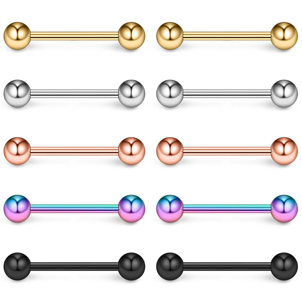 Ruifan 316L Stainless Steel Nipple Shield Barbell Ring Bar Body Piercing 14G