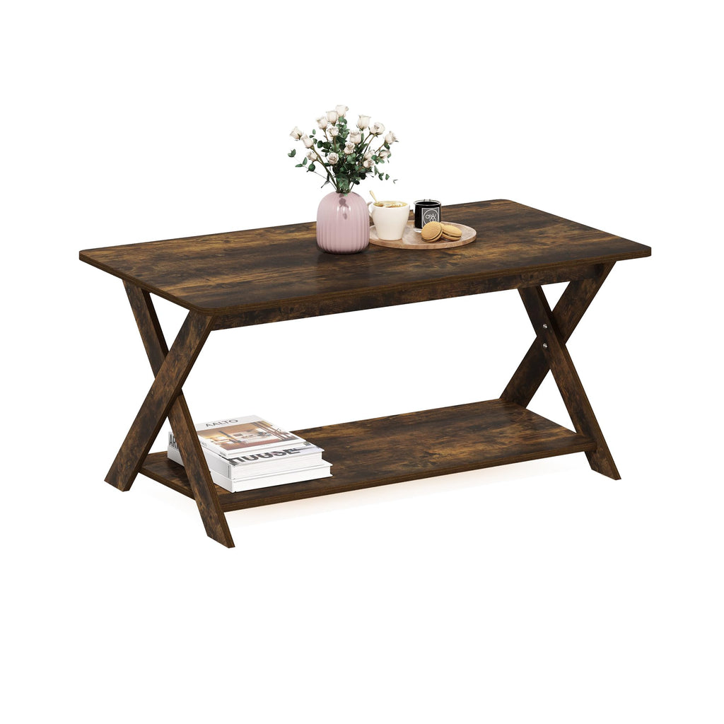 Furinno Modern Simplistic Criss-Crossed Coffee Table, White