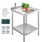 NSF 24x24 Inches Stainless Steel Table for Prep & Work with Caster, Metal Commercial Kitchen Table with Under Shelf and AdjustableTable Foot for Restaurant, Hotel, Home Kitchen, Coffee Station