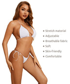 Dadress Women's Halter Bikini Sets Spaghetti Strap Swimsuit Sliding Triangle Bathing Suit 2 Piece Sexy Bikinis White