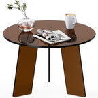 Acrylic Coffee Table Round, Clear Circle Modern Lucite Side Table Legs for Living Room, Bedroom, Office (Clear, 23.6“ × 15.7”)