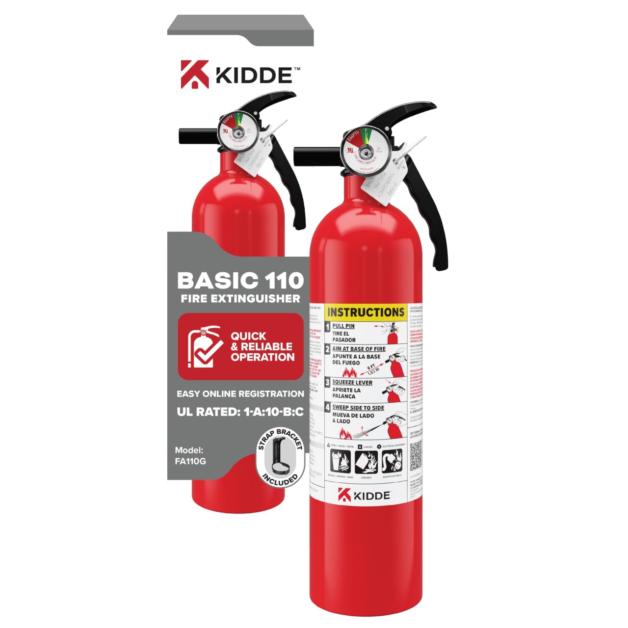 Kidde Multi Purpose Fire Extinguisher for Home, Office, Dorm, Residential, 1A10BC, 6 Pack