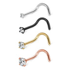 Ruifan 18G 1.5mm 2mm 2.5mm 3mm 3.5mm 4mm Round Diamond CZ Nose Screw Studs Rings Piercing Jewelry 4-12PCS