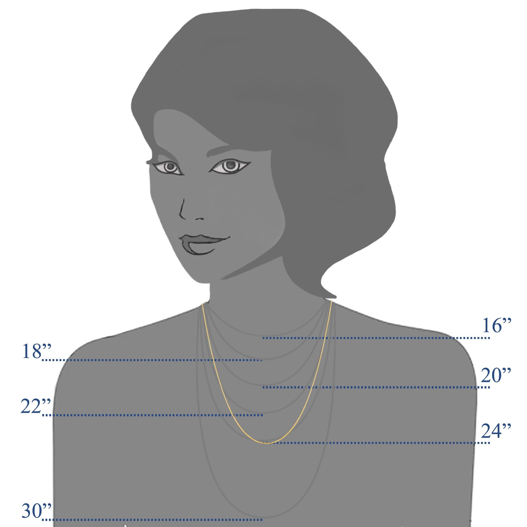 Colar de Corrente Caixa Espelhada de Ouro Maciço Real 10k da Jewelry Affairs, 0,6mm (20 Polegadas, Ouro Amarelo)