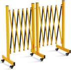 Expandable Safety Barricade, 23FT Portable Folding Security Barrier Gate, Retractable Adjustable Metal Barricades, Traffic Crowd Control Fence, for Outdoor, Industrial or Residential Use