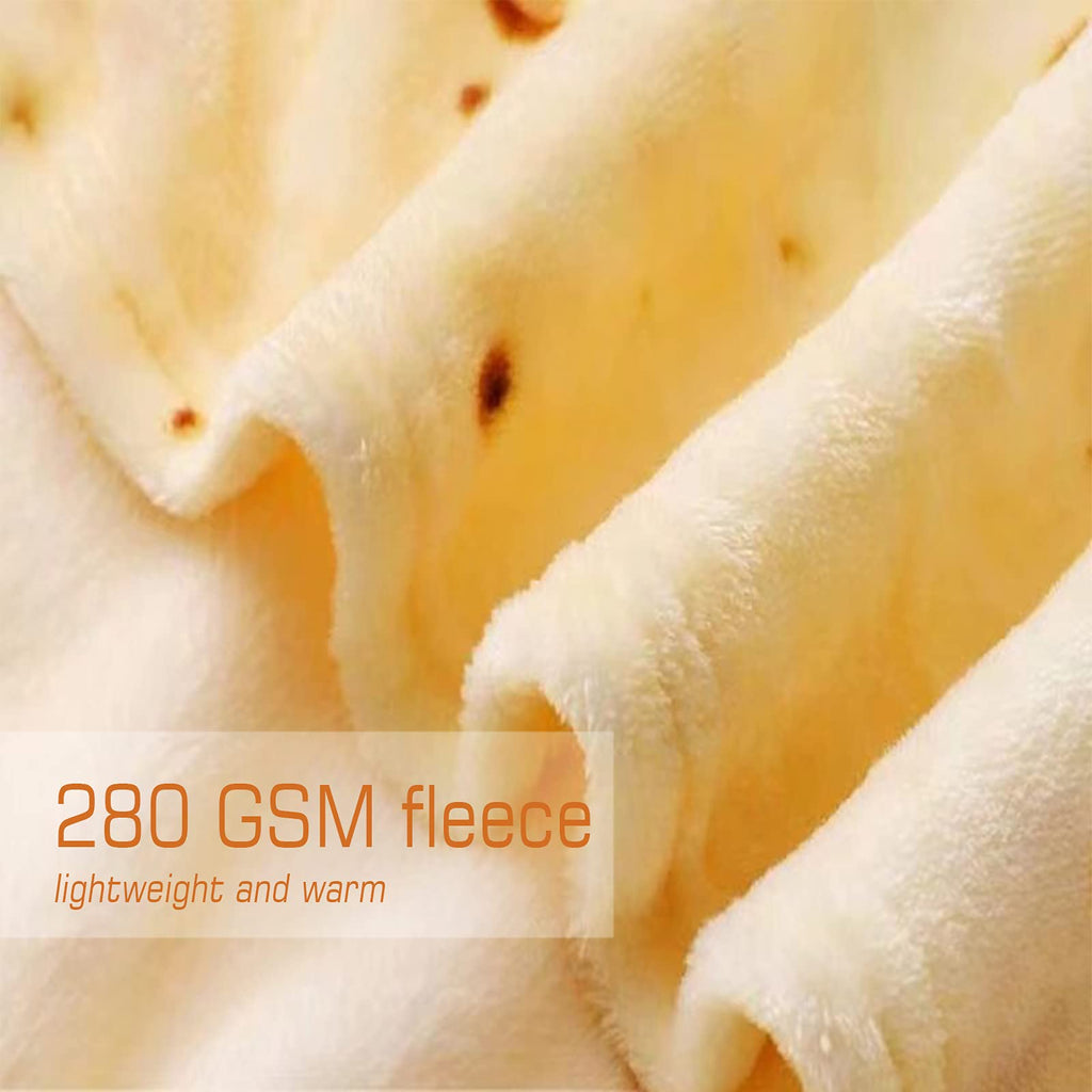 Couverture Tortilla Burrito Kimdee Double Face 71 pouces 280 GSM Tissu Flanelle Douillet Couverture Géante Originale Nourriture pour Lit, Canapé, Voyage, Pique-nique et Plage pour Enfants