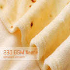 Couverture Tortilla Burrito Kimdee Double Face 71 pouces 280 GSM Tissu Flanelle Douillet Couverture Géante Originale Nourriture pour Lit, Canapé, Voyage, Pique-nique et Plage pour Enfants