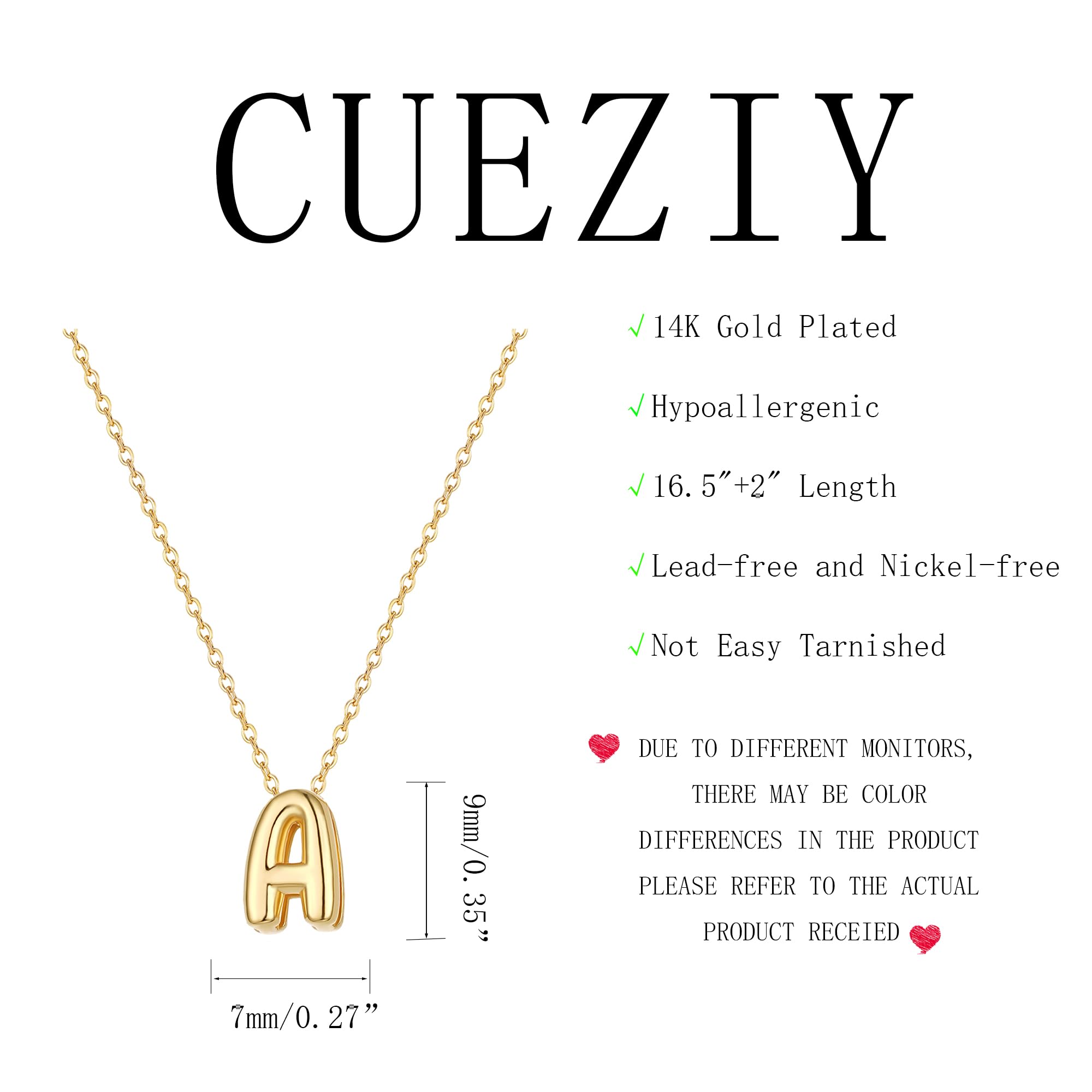 CUEZIY Bubble Letter Necklace Gold Initial Necklaces for Women Dainty Personalized Charm Pendant Name Necklace Cute Non Tarnish Fashion Accessories Teen Gift Trendy Stuff Gold Jewelry Gifts