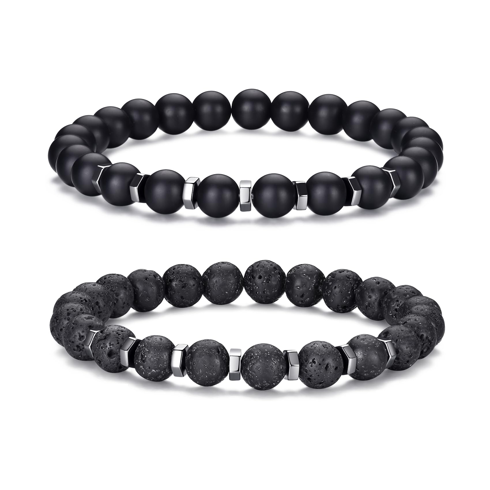 RANKEEF Tiger Eye Bracelet For Men 8MM Natural Stone Stretch Adjustable Black Crystal Beaded Bracelet for Men Women Gifts