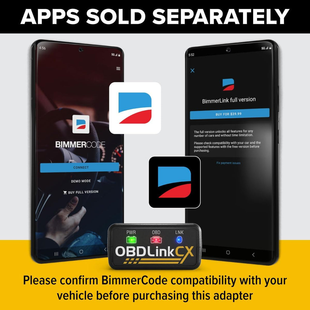 OBDLink CX Bimmercode Bluetooth 5.1 OBD2 Adapter for BMW/Mini, Works with iPhone/iOS & Android, Car Coding, OBD II Diagnostic Scanner