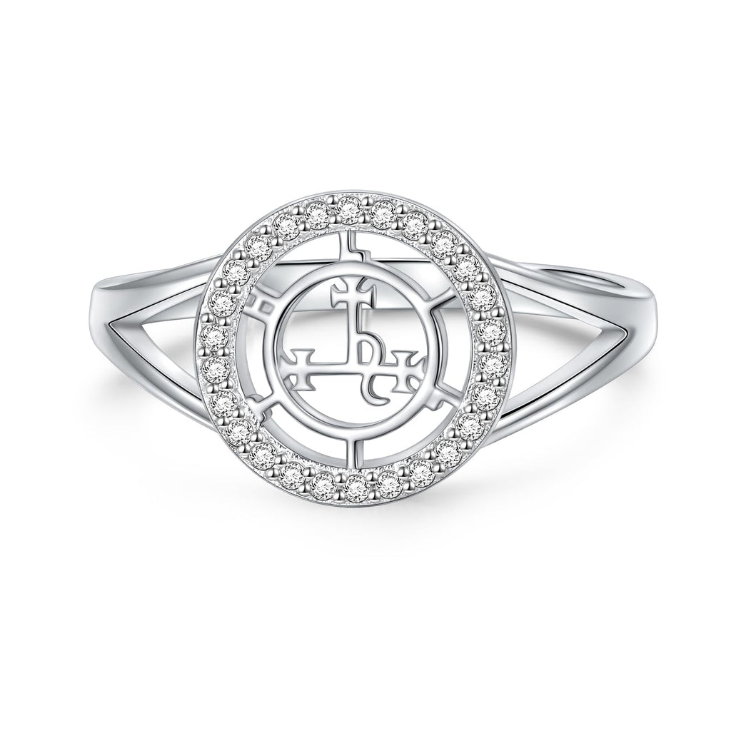 DAOCHONG Sigil of Lilith Abalone Shell Statement Ring S925 Sterling Silver Sigil of Lilith Statement Ring Gifts for Women Men