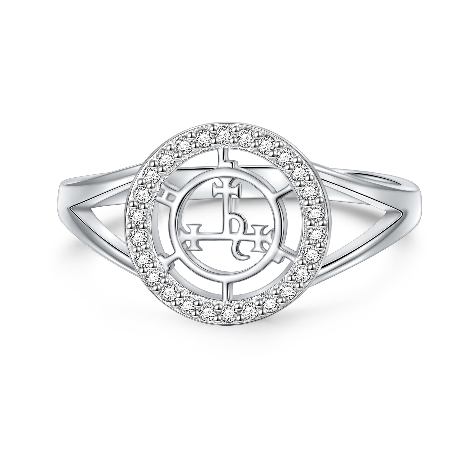 DAOCHONG Sigil of Lilith Abalone Shell Statement Ring S925 Sterling Silver Sigil of Lilith Statement Ring Gifts for Women Men