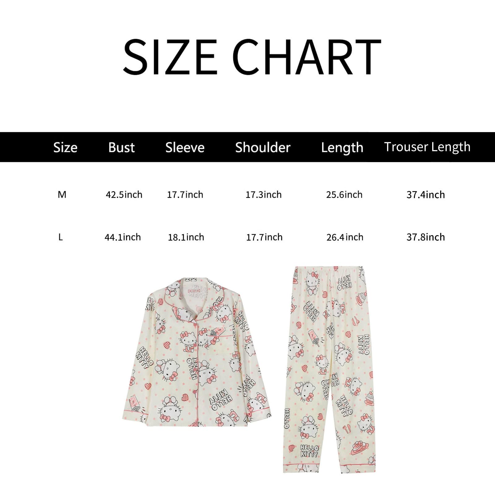 TradWloth Cute Women's Pajama Sets, Cartoon Print Sleepwear Long Sleeve Shirt and Casual Pajama Pants