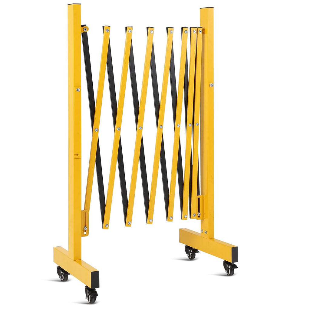 Expandable Safety Barricade, 23FT Portable Folding Security Barrier Gate, Retractable Adjustable Metal Barricades, Traffic Crowd Control Fence, for Outdoor, Industrial or Residential Use