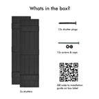 Pontiac Trail Board- und Batten-Vinylläden (1 Paar) | 14,5"x59" (4-Brett) - Schwarzes Cosmos/Bemalbar | Außenfensterläden | Enthält Montagematerial | Einfache Installation | Hergestellt in den USA