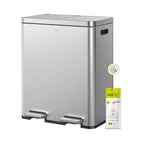 EKO EcoCasa II 36L+24L Dual Trash Can with Recycle Bin, Stainless Steel Garbage Can with Lid, Deodorizer Compartment, Odor-Proof and Fingerprint Resistant