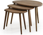 Solid Wood Nesting Coffee Table Set of 3 - Mid Century Modern Pebble Tables with Tapered Legs – Wooden Home Furniture in a Retro Style (Walnut)