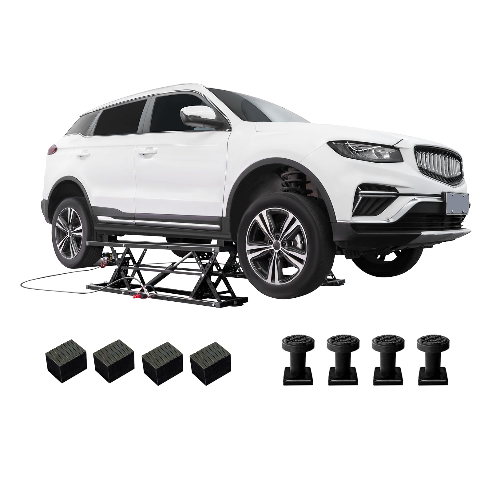 Albott 7000 LBS Portable Car Lift, Heavy Duty Quick Jack with 28" Max Height, Locking Levers & Wheels, Adjustable Scissor Lift for Cars, SUVs, Light Trucks, Garage or Shop Use, Black