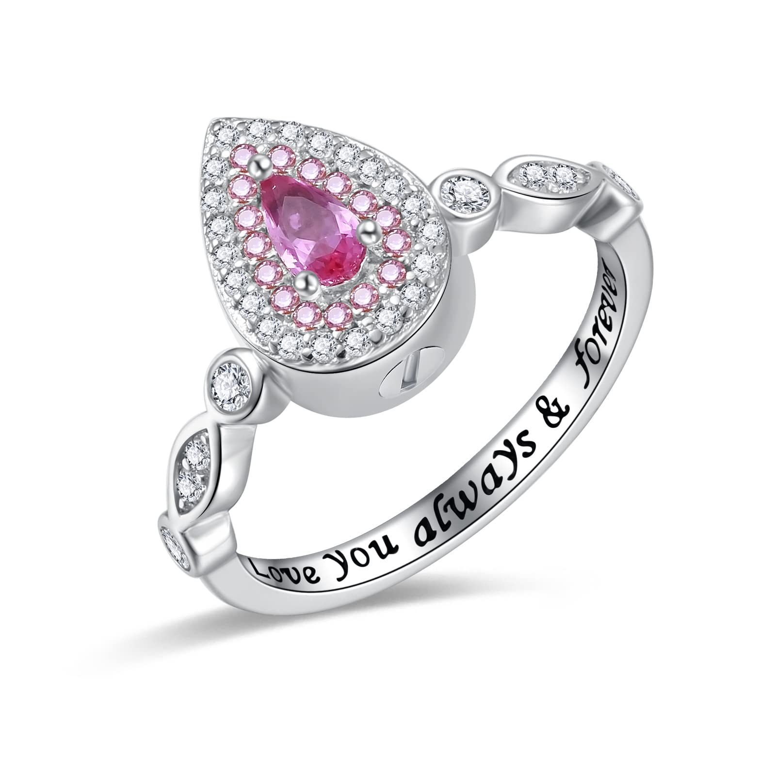 Teardrop Cremation Ring for Ashes - 925 Sterling Silver Urn Keepake Rings Memorial Jewelry for Women