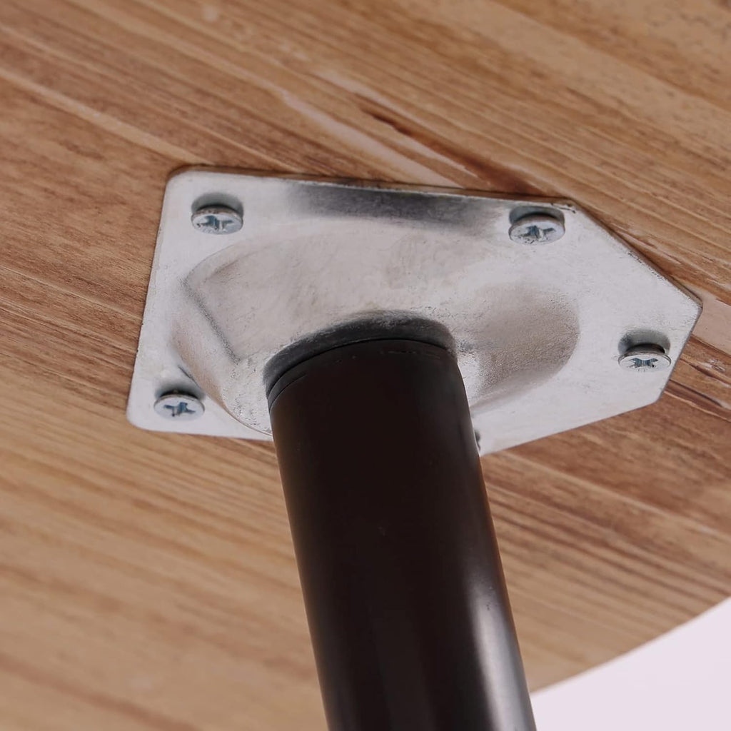 Tiita Round End Table Mental Side Table Nightstand/Small Wood Tables Accent Coffee Table with Wooden Tray for Living Room Bedroom Office Small Space