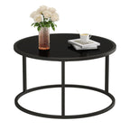 SAYGOER Small Glass Coffee Table Round Gold Coffee Table for Small Space Modern Simple Center Table with Gold Frame for Living Room Home Office, Easy Assembly