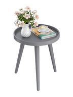 Apicizon Round Side Table, White Tray Nightstand Coffee End Table for Living Room, Bedroom, Small Spaces, Easy Assembly Bedside Table, 15 x 18 Inches