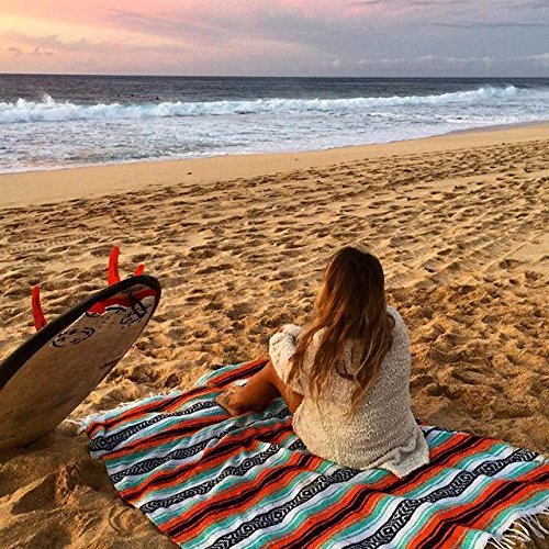 Open Road Goods Mehrfarbige mexikanische Falsa-Decke - Handgewebt in Mexiko - Ideal für den Strand, Picknicks, Yoga oder als Überwurf! (Minze/Orange)