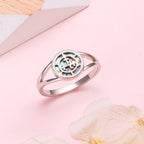 DAOCHONG Sigil of Lilith Abalone Shell Statement Ring S925 Sterling Silver Sigil of Lilith Statement Ring Gifts for Women Men