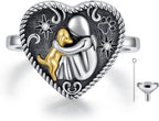 AOBOCO Sterling Silver Dog Urn Ring for Ashes, Dog Memorial Keepsake Cremation Jewelry Gifts for Dog Lovers Women