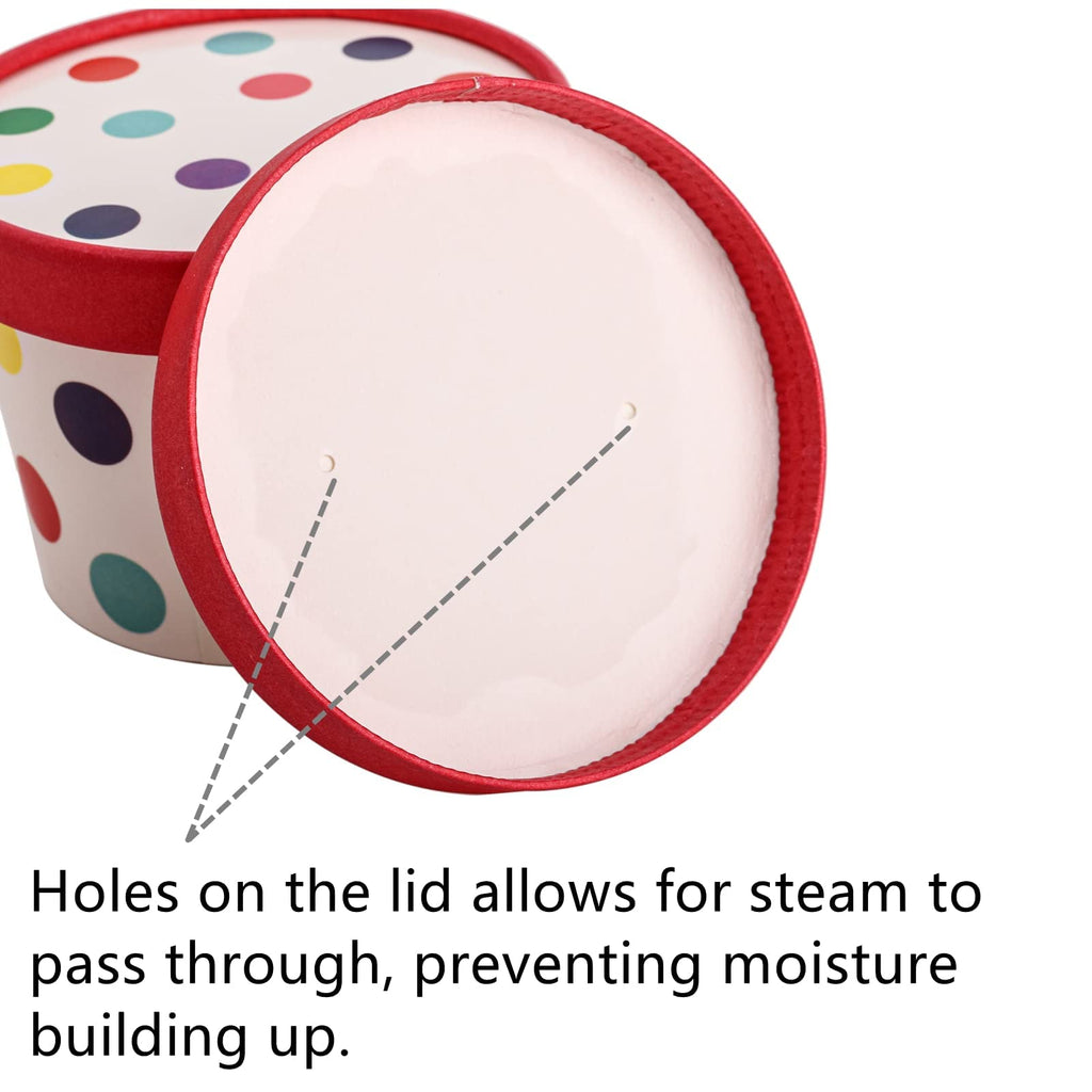 Dicunoy 60 Stück 8 oz Papp-Eisbecher mit Deckeln, Einweg-Sundae-Dessertschalen, Gefrorene Joghurtbehälter Partyzubehör für heiße und kalte Speisen, Suppe, gefrorenen Joghurt, Salat, Obst