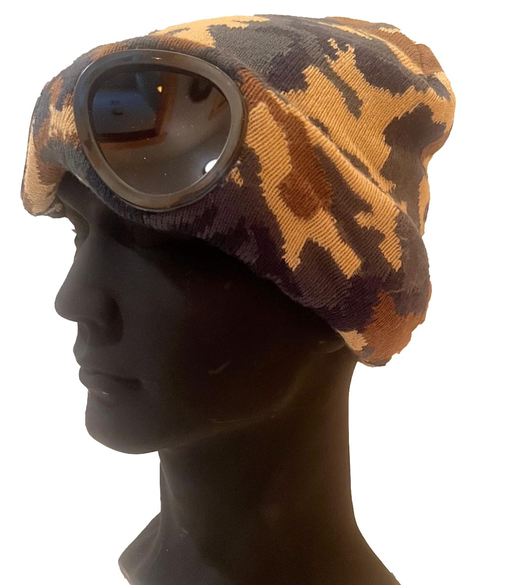Beanie Hat with Goggles - Green Camo