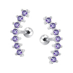 ZS Curve Seven Stud CZ Stud Earrings 316L Stainless Steel Ear Helix Conch Cartilage Piercing