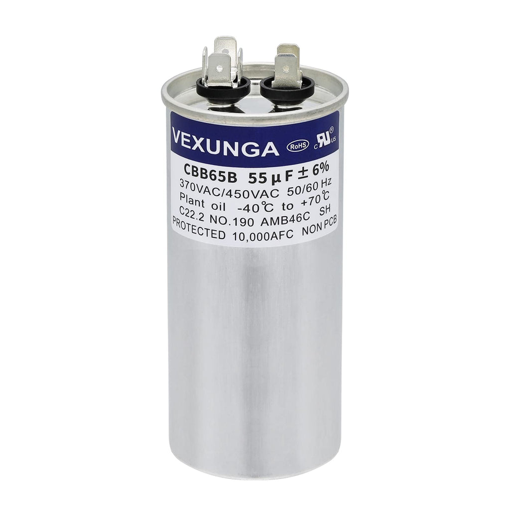 45/5 uF 45+5 MFD 370V or 440V Dual Run Start Round A/C Capacitor 45 5 uF 370 440 Volt VAC CBB65B Air Conditioner Capacitors for AC Unit Fan Motor Start or Heat Pump or Condenser Straight Cool