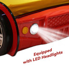 LKTART Twin Size Car Bed for Kids, Race Car-Shaped Wooden Platform Bed Frame with Headboard Wheels and Support Slats for Boys Toddlers Child's Bedroom (Red)