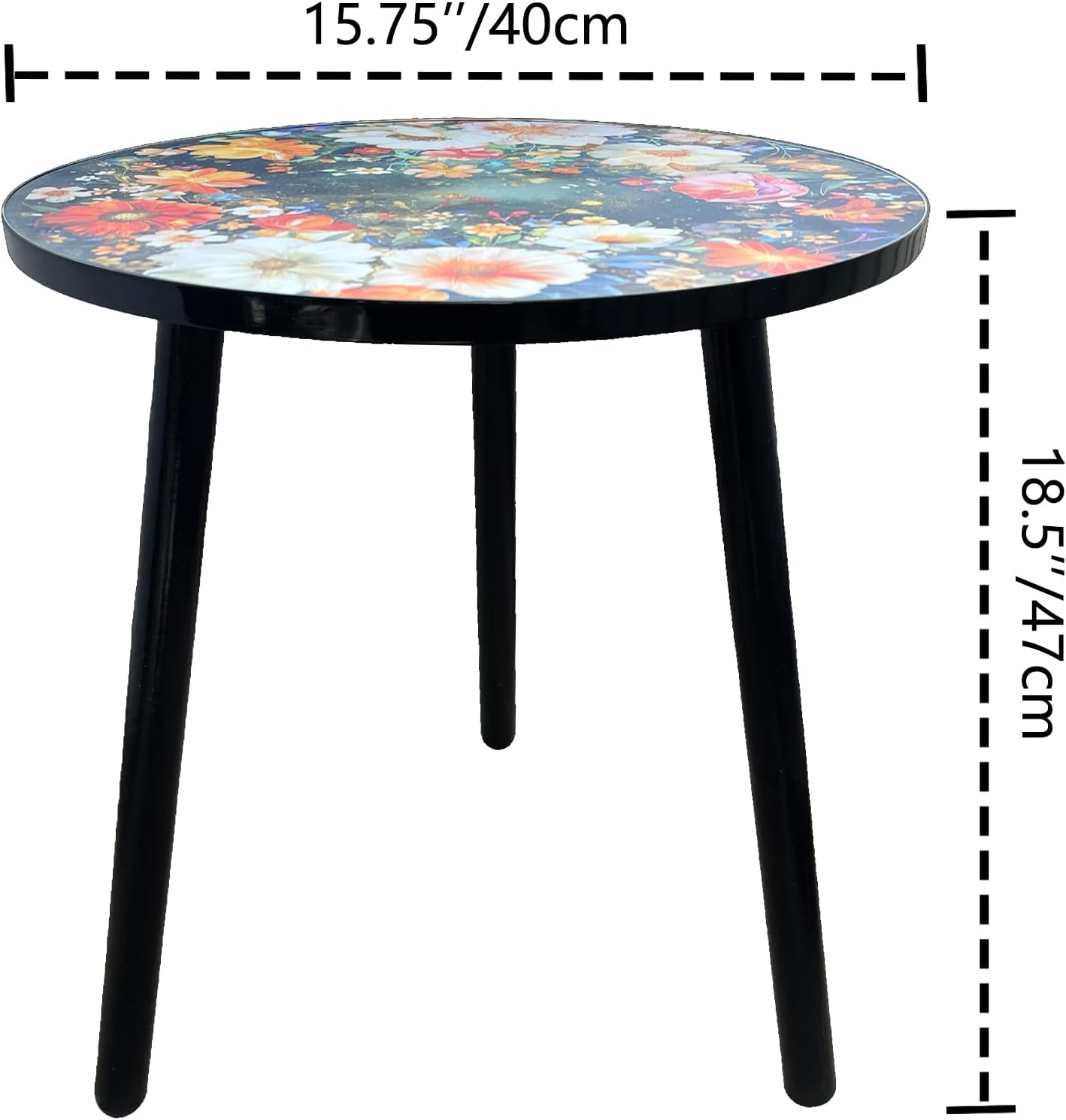 Round End Table, Small Round Drink SideTable, 3 Legged Living Room End Tables, Mid Century Modern Small Coffee Table for Bedroom Balcony Living Room (15.75" D x 18.5" H)