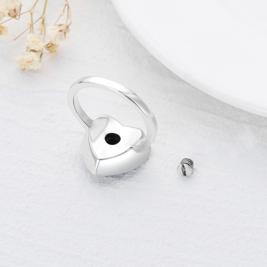 AOBOCO Sterling Silver Dog Urn Ring for Ashes, Dog Memorial Keepsake Cremation Jewelry Gifts for Dog Lovers Women