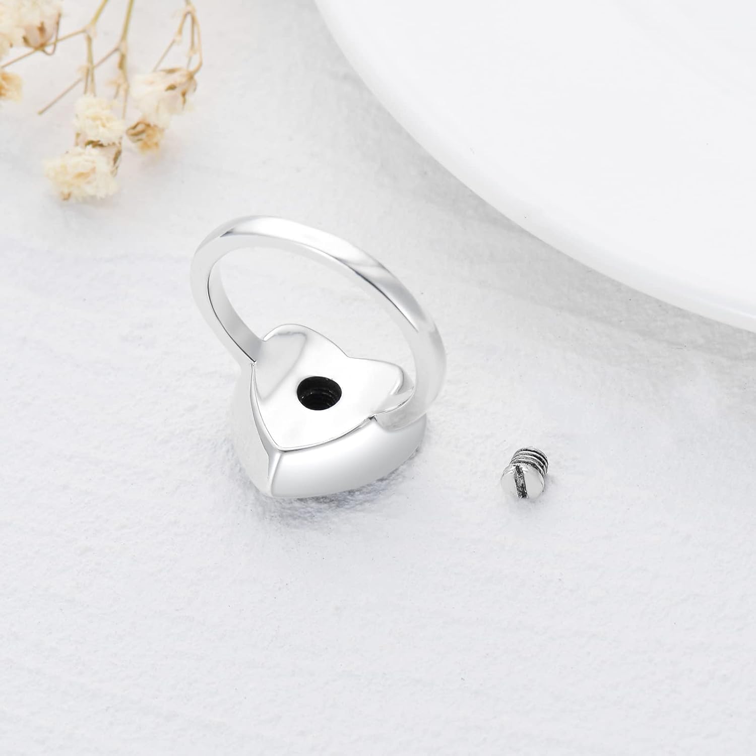 AOBOCO Sterling Silver Dog Urn Ring for Ashes, Dog Memorial Keepsake Cremation Jewelry Gifts for Dog Lovers Women