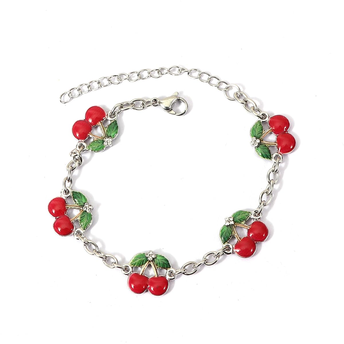 Dainty Fruit, Flower Charm Bracelet for Women Friendship Adjustable Link Chain Bracelet