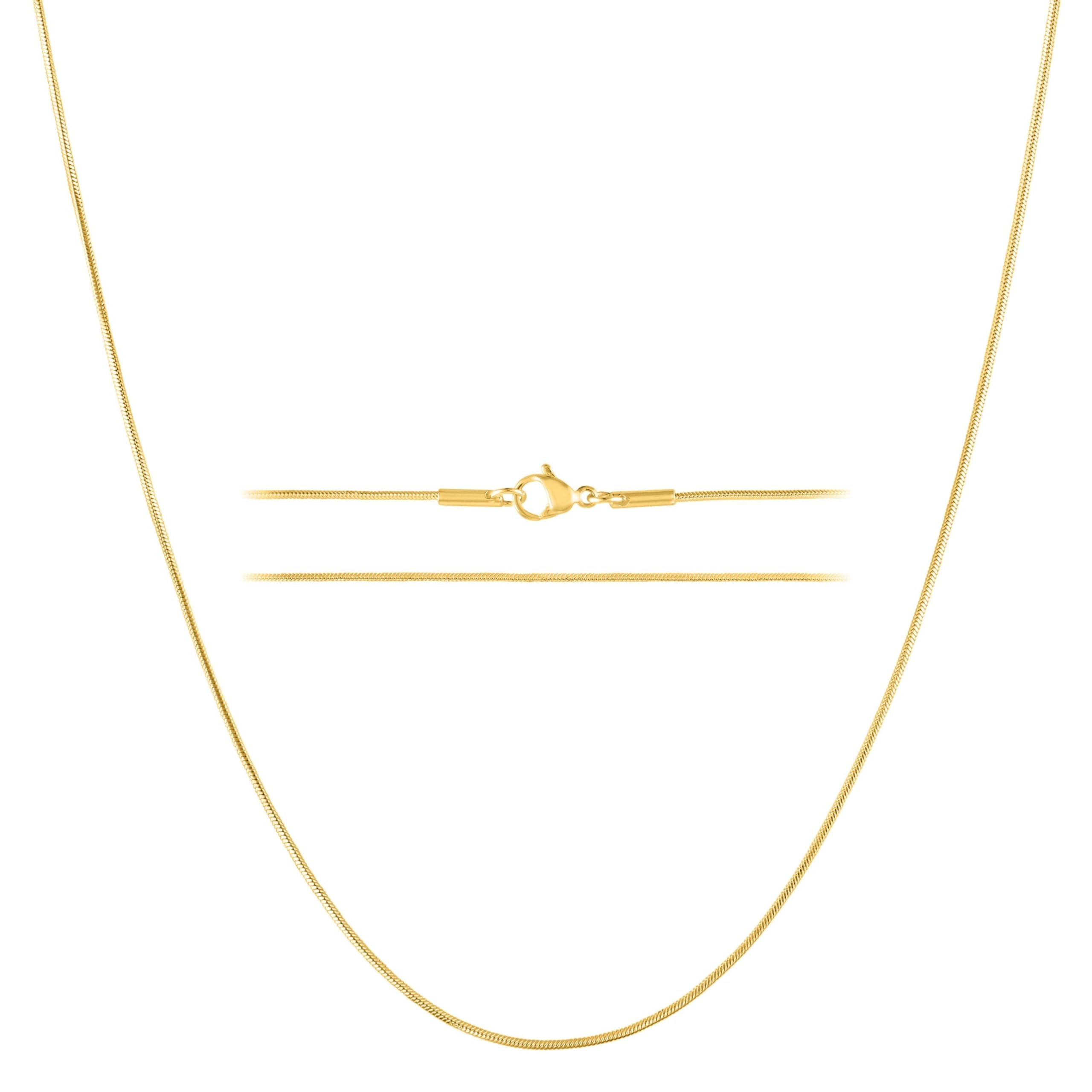 Colar Corrente Cobra KISPER de Ouro 24k – Fino, Delicado, Joia de Aço Inoxidável Banhada a Ouro para Mulheres e Homens com Fecho Lagosta, 20”