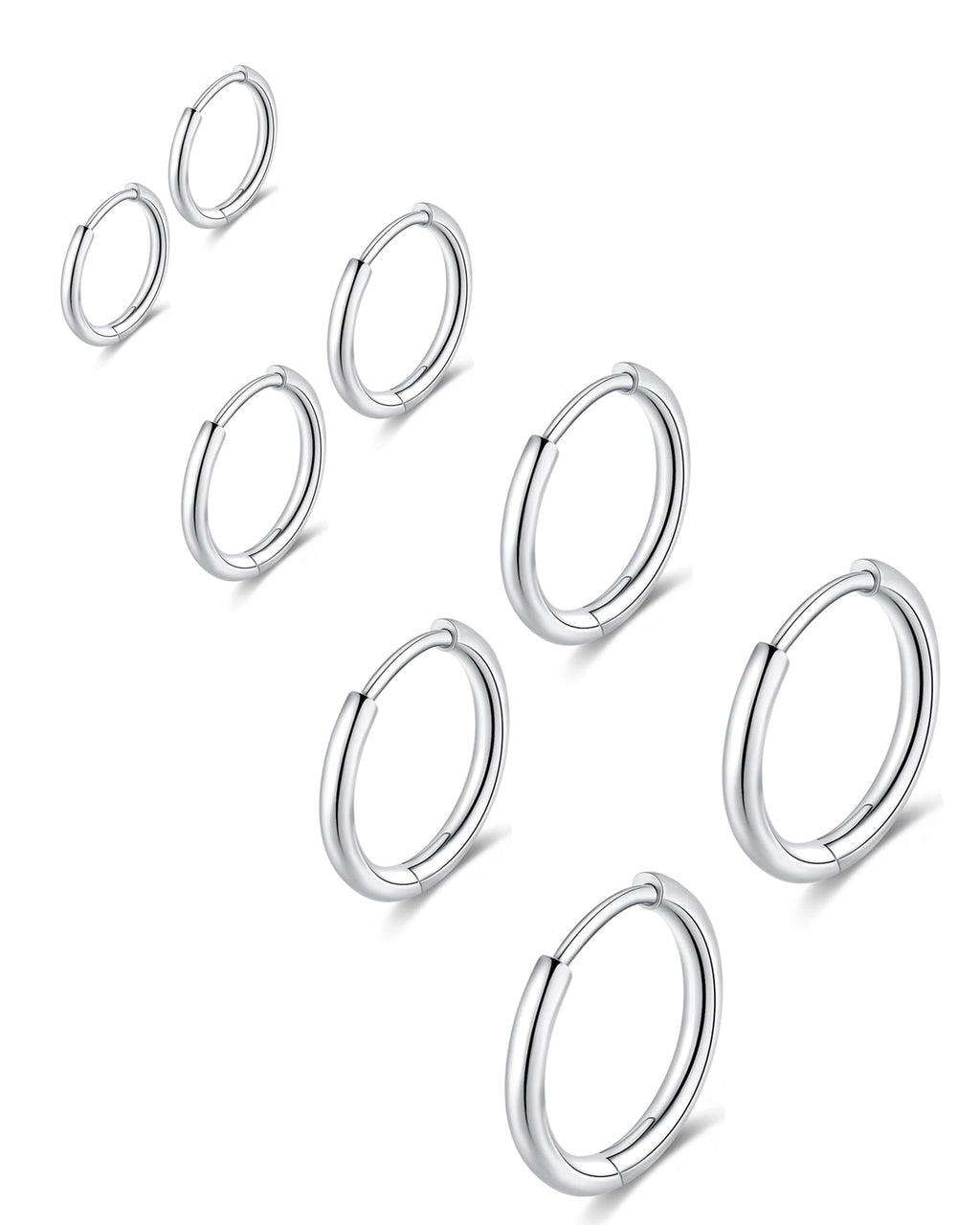 316L Surgical Stainless Steel Huggie Hoop Earrings 6mm 8mm 10mm 11mm 12mm 14mm Hypoallergenic Earrings Hoop Cartilage Helix Lobes Hinged Sleeper Earrings For Men Women