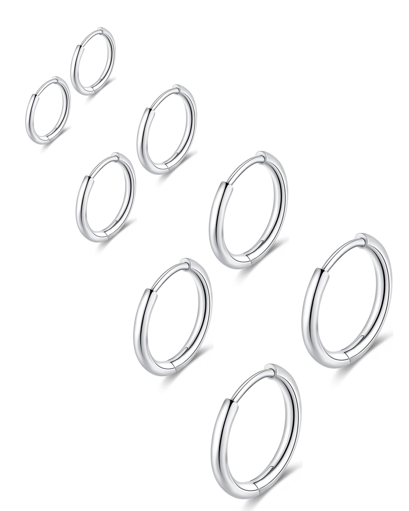 316L Surgical Stainless Steel Huggie Hoop Earrings 6mm 8mm 10mm 11mm 12mm 14mm Hypoallergenic Earrings Hoop Cartilage Helix Lobes Hinged Sleeper Earrings For Men Women