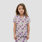 Hello Kitty Girls Pajama Set - 2 Piece Girls Pjs Button Down Short Sleeve & Pants For Kids - Official Product