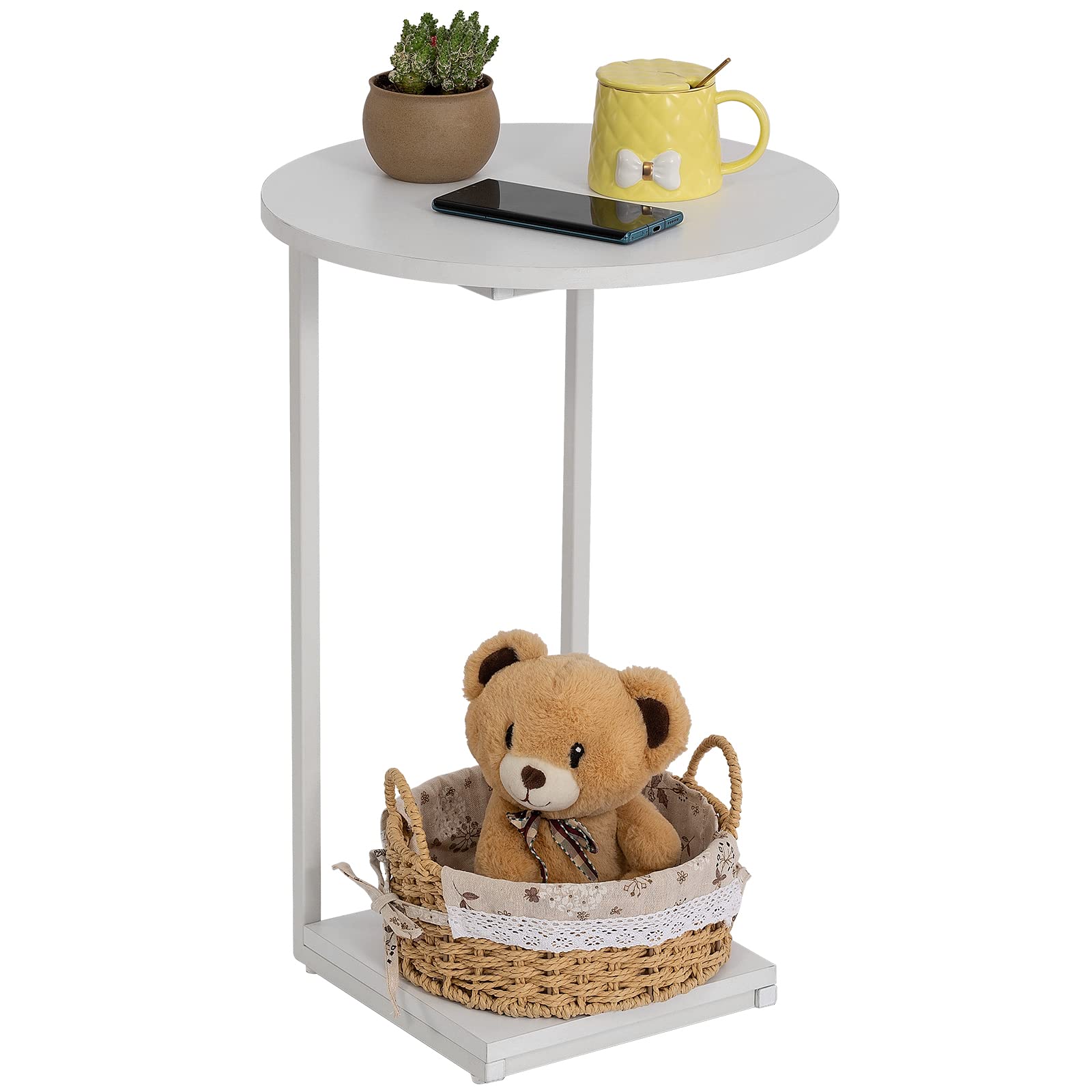 HDANI C End Table,Couch Table That Slide Under,Small Sofa Side Table in Living Room,Bedroom,Black