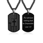 DuoDiner Graduation Gifts-American Dog Tag Necklace Bible Verse Pendant, First Communion Baptism Confirmation Religious Graduation Gifts for Him Boys Men Kids Teens Dad