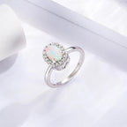 Sterling Silver Opal Cremation Urn Ring: Women Cremation Memorial Keepsake Ring for Ashes With Cubic Zirconia Bereavement Jewelry Gift for A Loss of The Loved One