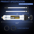 Automotive Fluid Extractor Pump, 200 cc Oil Extractor Pump with Hose, Sealed Upgraded Oil Change Pump, Lightweight Oil Suction Pump for Changing Transmission, Power Steering, and Brake Fluid