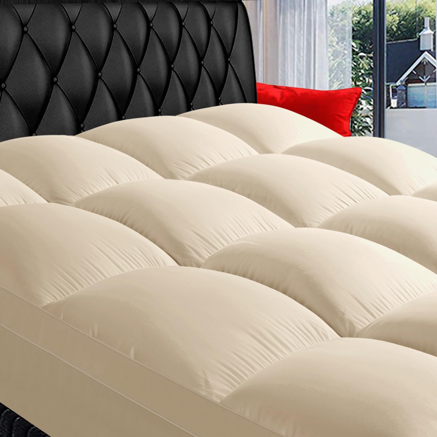 COONP Queen Mattress Topper, Extra Thick Pillowtop, Cooling and Plush Mattress Pad Cover Cotton Top Bed Topper Protector with 8-21 Inch Deep Pocket