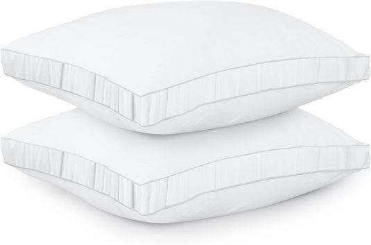 Utopia Bedding Bed Pillows for Sleeping Queen Size (White), Set of 2, Cooling Hotel Quality, Gusseted Pillow for Back, Stomach or Side Sleepers