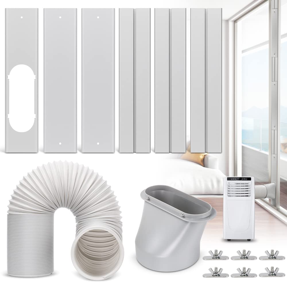 Portable Air Conditioner Window Vent Kit, Adjustable Window Seal with 5.9 Inch Diameter, 59 Inch Length Exhaust Hose for A/C Unit Universal for Sliding Horizontal or Vertical Window