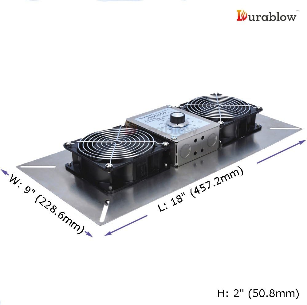 Durablow 220 CFM Air-Out Stainless Steel Crawl Space Vent Fan, Dual Fans with Dehumidistat & Thermostat, Foundation Vent, Radon Mitigation, for Crawl Space, Basement (Stainless Steel 430, M2D-S430)